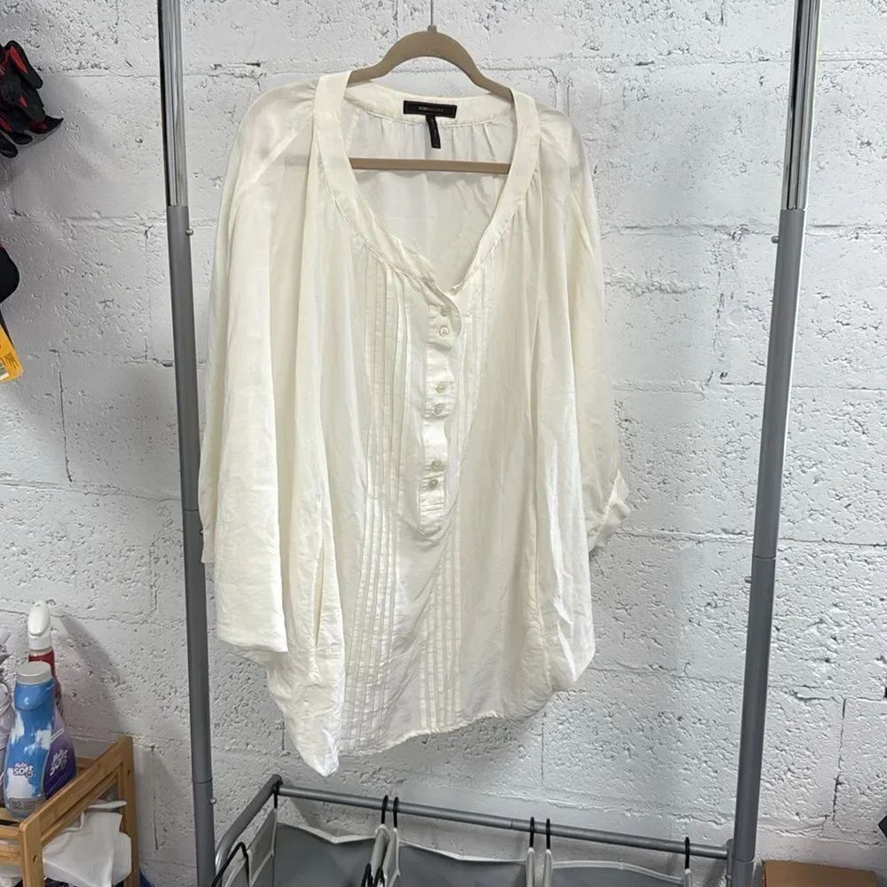 BCBGMaxazria- One Size - Blouse Shirt White / Creme Colored Shirt
